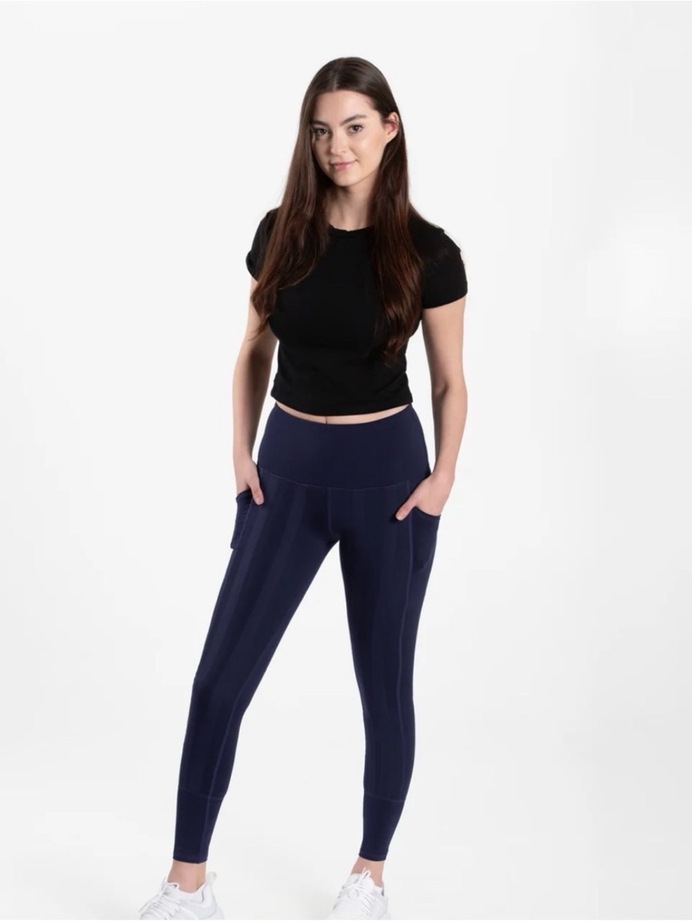 Sweetflexx High-Waist Navy Resistance Leggings with Side Pockets Size: 6